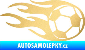 Samolepka Fotbalový míč 004 pravá v plamenech zlatá metalíza