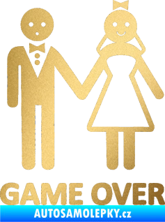 Samolepka Game over varianta svatba zlatá metalíza