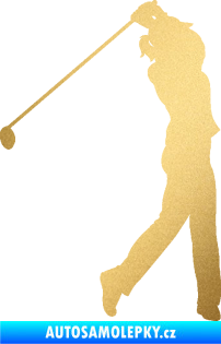 Samolepka Golfistka 013 pravá zlatá metalíza