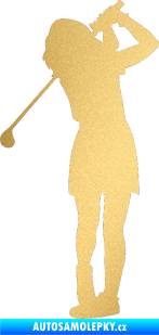 Samolepka Golfistka 014 levá zlatá metalíza