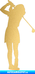 Samolepka Golfistka 014 pravá zlatá metalíza