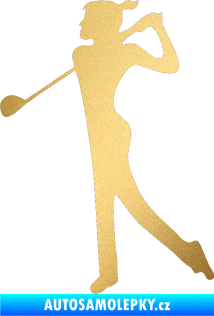 Samolepka Golfistka 016 levá zlatá metalíza