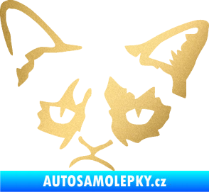Samolepka Grumpy cat 001 levá zlatá metalíza