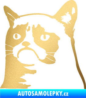 Samolepka Grumpy cat 002 levá zlatá metalíza