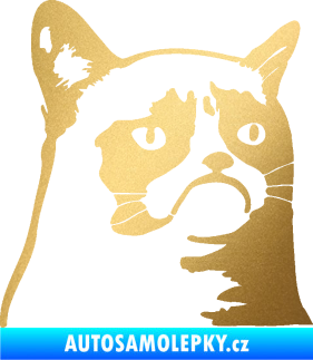 Samolepka Grumpy cat 002 pravá zlatá metalíza