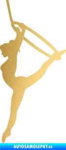 Samolepka Gymnastka 004 levá cvičení s kruhem zlatá metalíza