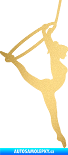 Samolepka Gymnastka 004 pravá cvičení s kruhem zlatá metalíza