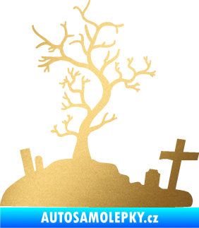Samolepka Halloween 019 levá hřbitov zlatá metalíza