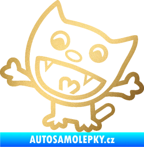Samolepka Happy cat 001 levá zlatá metalíza