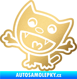 Samolepka Happy cat 002 levá šťastná kočka zlatá metalíza