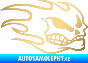 Samolepka Head - lebka- pravá zlatá metalíza