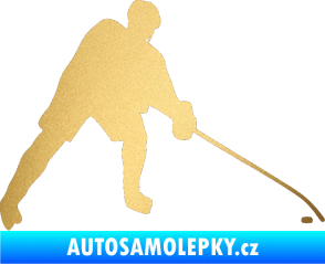Samolepka Hokejista 002 pravá zlatá metalíza