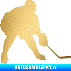 Samolepka Hokejista 016 pravá zlatá metalíza