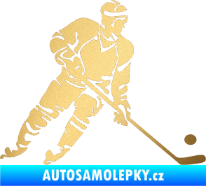Samolepka Hokejista 027 pravá zlatá metalíza