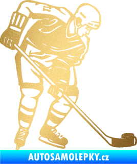 Samolepka Hokejista 029 pravá zlatá metalíza