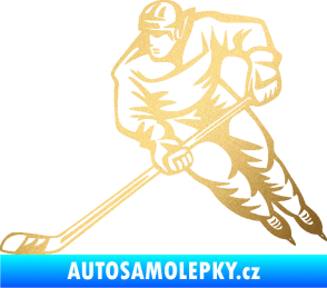 Samolepka Hokejista 030 levá zlatá metalíza