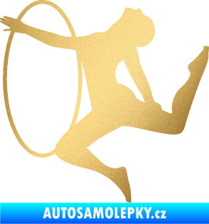 Samolepka Hula Hop 002 levá gymnastka s obručí zlatá metalíza