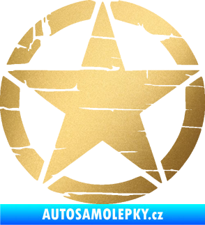 Samolepka Hvězda army 008 narušená zlatá metalíza
