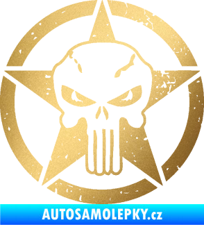 Samolepka Hvězda army 011 levá s lebkou zlatá metalíza