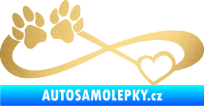 Samolepka Infinity 003 pravá srdce a tlapky zlatá metalíza
