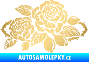 Samolepka Interiér 004 pravá růže šípková zlatá metalíza