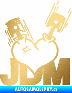 Samolepka JDM heart  zlatá metalíza
