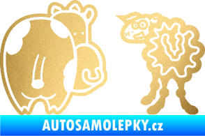 Samolepka JDM kravička a ovečka 002 levá zlatá metalíza