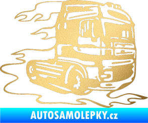 Samolepka Kamion 003 pravá nákladní auto zlatá metalíza