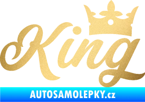 Samolepka King nápis s korunou zlatá metalíza