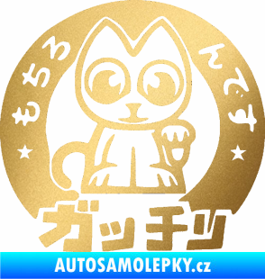 Samolepka Kočička lucky cat JDM 002  zlatá metalíza