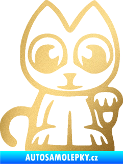 Samolepka Kočička lucky cat JDM pravá zlatá metalíza