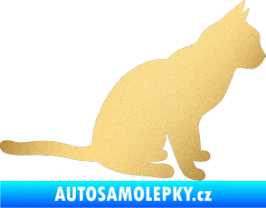 Samolepka Kočka 008 pravá zlatá metalíza
