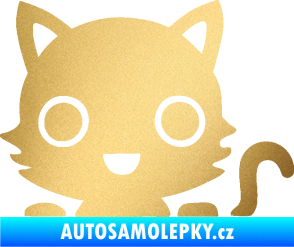 Samolepka Kočka 014 pravá kočka v autě zlatá metalíza