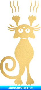 Samolepka Kočka 023 levá s drápanci zlatá metalíza
