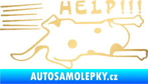 Samolepka Kočka Help samolepka na bok  zlatá metalíza