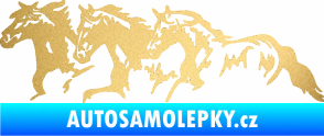 Samolepka Koníci 004 levá stádo zlatá metalíza