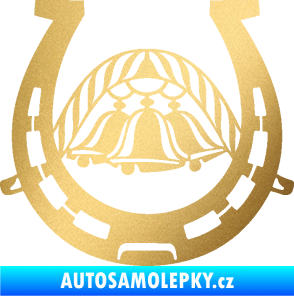 Samolepka Koňská podkova 005 se zvonečky zlatá metalíza