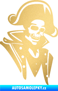 Samolepka Kostra pirát pravá zlatá metalíza