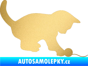 Samolepka Koťátko 001 pravá zlatá metalíza