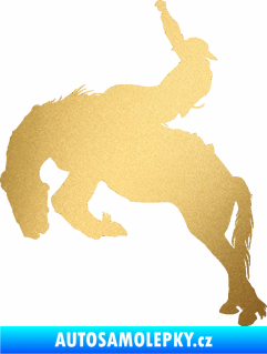 Samolepka Kovboj 001 levá rodeo na koni zlatá metalíza