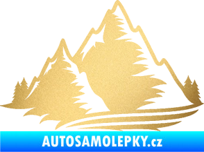 Samolepka Krajina hory 003 levá zlatá metalíza