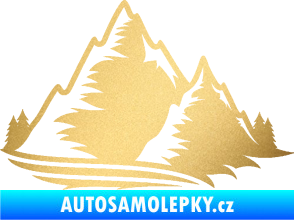 Samolepka Krajina hory 003 pravá zlatá metalíza