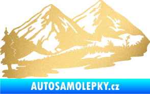 Samolepka Krajina hory 012 levá zlatá metalíza