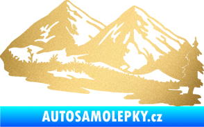 Samolepka Krajina hory 012 pravá zlatá metalíza