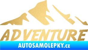 Samolepka Krajina hory 040 turistika, nápis Adventure zlatá metalíza