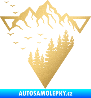 Samolepka Krajina hory 042 levá magický trojúhelník zlatá metalíza