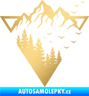 Samolepka Krajina hory 042 pravá magický trojúhelník zlatá metalíza
