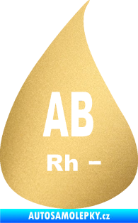 Samolepka Krevní skupina AB Rh- kapka zlatá metalíza
