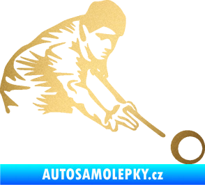 Samolepka Kulečník 001 pravá hráč s tágem zlatá metalíza