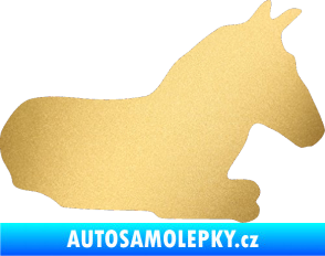 Samolepka Kůň 017 pravá ležící zlatá metalíza